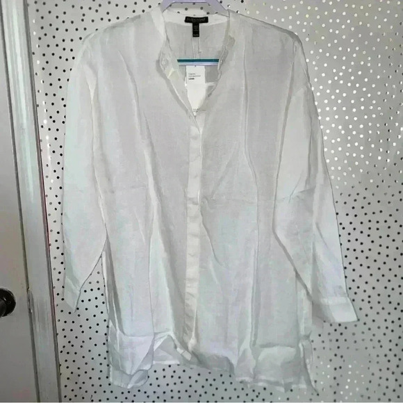 Eileen Fisher White Mandarín Top - Picture 2 of 5